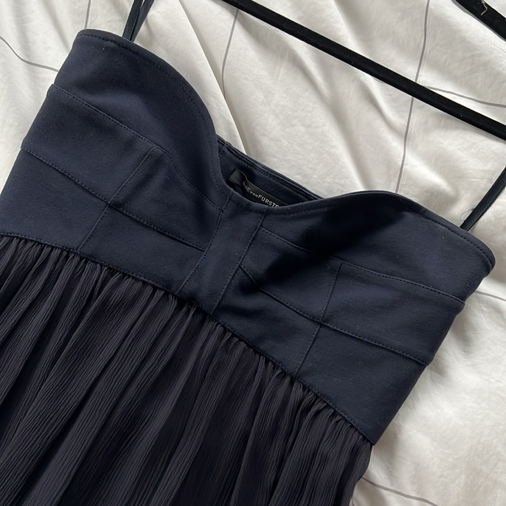 Diane Von Furstenberg Asti Navy Strapless Floor Length Gown/Dress - Picture 4 of 11